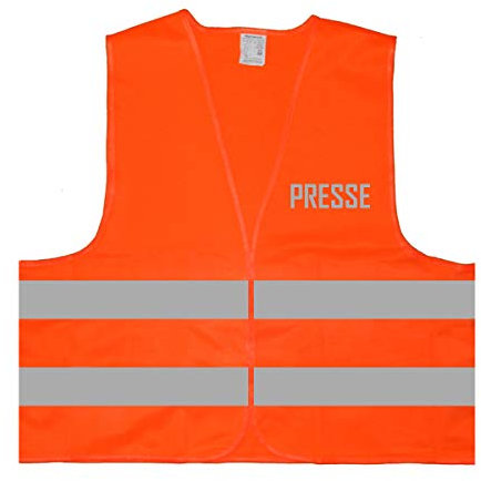Warnweste - Signalweste - Presse - Warnweste mit reflektierendem Aufdruck - Größe L/XL, Orange