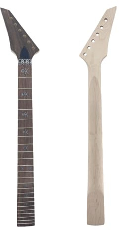 Yinfente Gitarrenhals, 24 Bünde, 64,8 cm, umgekehrter Kopf, Ahornholz, Bolzenflosse, Einlage, DIY Gitarre