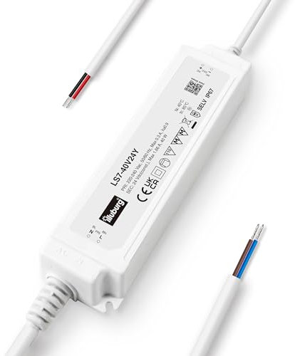 illuburg Transformador LED 24V 40W Impermeable IP67 Sin Parpadeo para Tira LED Fuente de Alimentación Driver