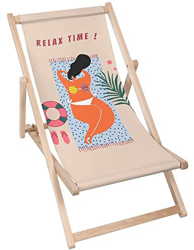 DreamRoots Liegestuhl Klappbar Holz aus Buchenholz, bis 130 kg belastbar, 3-Fach verstellbare Rückenlehne, waschbarer Polyesterbezug