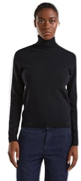 United Colors of Benetton Maglia Ciclista M/L 1002d2348, Maglione Donna, Nero, S