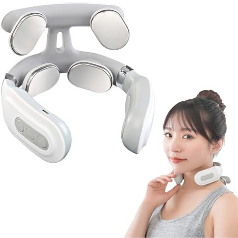 Intelligentes Nackenmassagegerät mit Heizung, Elektrisches Impuls Nacken-Massagegerät Kabellos & Tragbares, Massagegerät für Nacken Relief, 8 Modi 9 Intensitätsstufen, Konstante Temperatur