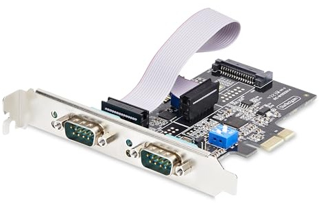 StarTech.com 2-Port Serielle PCIe Karte, Quad-Port PCI Express zu RS232/RS422/RS485 DB9 Serielle Karte, Standard/Niedrigrofil Halterungen, 16C1050 UART, ESD Schutz, Windows/Linux (2S232422485-PC-CARD)
