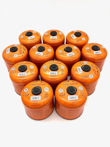 SMH LINE® 6, 12x 500g Butan Schraubkartusche Universalgewinde 7/16 Gaskartuschen Ventilkartusche EN 417 Gewinde Ventil Bunsenbrenner Propan Mix Campingkocher Gaskocher Gasheizung Lötbrenner (12)