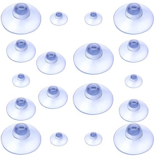 Ventosas de Plástico Transparente, 45 mm 30 mm 20 mm Ventosa Pequeñas Redondas de Plástico Sin Gancho Mini Ventosas para Furgonetas Camper Parasol Coche Ventana de Vidrio Mesa Cristal Baño (18PCS)