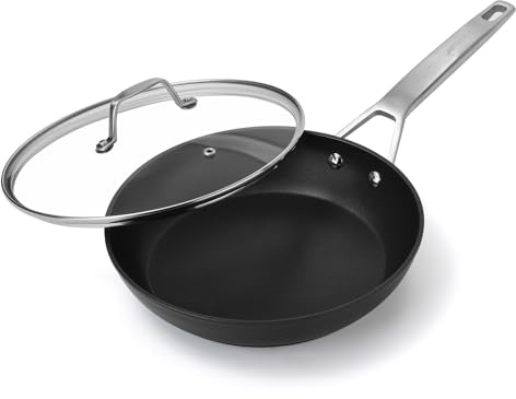 MSMK 20cm Non Stick Frying Pan with Lid, Long Lasting Forged Aluminium Frying Pan, Wok Non Stick, Scratch-Resistant, Induction Compatible,Stainless Steel Handle