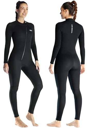 Neoprendräkt 3 mm dam komplett våtdräkt helkropp neopren dykdräkter Sretch långärmad hålla varm, främre dragkedja vuxen dykdräkter för dykning snorkling surfing L storlek