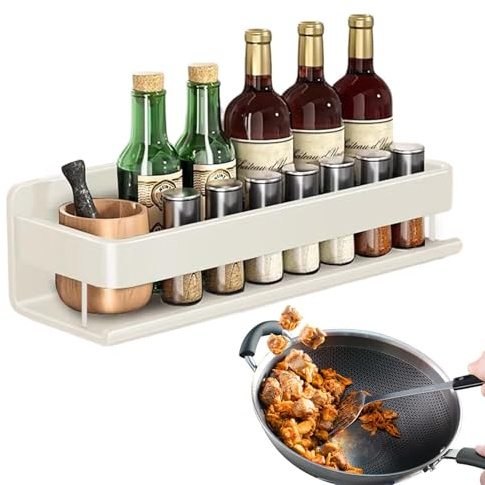 Zunishaone Organizador de armario | Soporte de condimento de metal adhesivo sin taladrar | Estante de pared para guardabarros, cuarto de baño, cocina, almacenamiento especias, accesorios de
