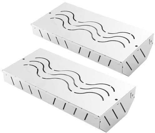 Caja ahumadora para barbacoa, 2 cajas de ahumado resistentes para parrilla, funciona con virutas de madera, sabor a barbacoa ahumada, accesorios de parrilla para el hogar, jardín, al aire libre