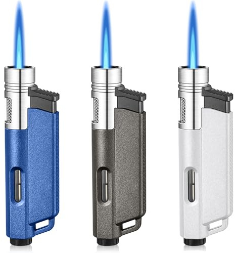 3 mecheros de tormenta, llama jet, butano rellenable, llama constante, llama ajustable, forma alternativa para hombres (se vende sin gas)