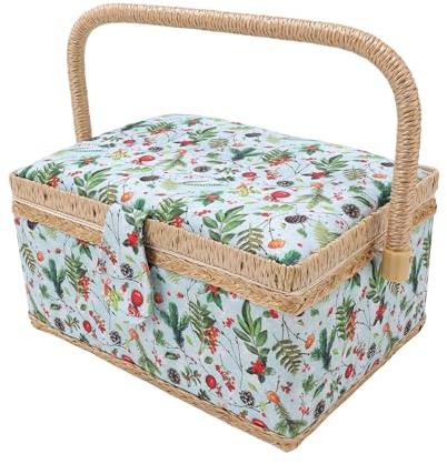 Oreilet Panier de Couture, Kit de Couture Outils Boîte de Rangement avec Poignée, Plateau Amovible, Sac de Rangement de Couture Vintage pour Couture Bricolage Fournitures Débutant