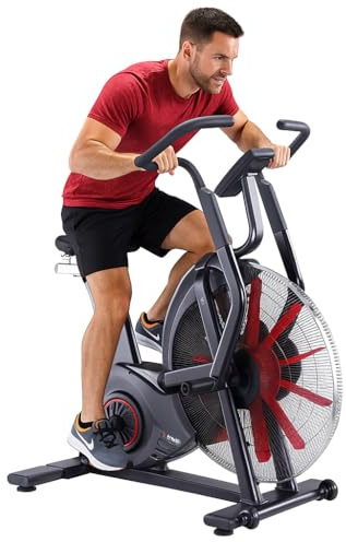 AsVIVA F1 Air Bike Pro Vélo d'appartement avec résistance à l'air, vélo de fitness pour entraînement HIIT et intérieur, console LCD, charge maximale 150 kg