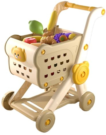 Carrello Della Spesa per Bambini | Set Giocattolo Cibo Finto Per Carrello,Attività Di Apprendimento Prescolastico Cucina Interattiva Giochi Di Ruolo Educativi Per