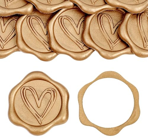 Tmefoy 100 unidades de sellos de cera autoadhesivos con forma de corazón, pegatinas vintage para sellos de boda, decoración clásica para bodas, cumpleaños o fiestas