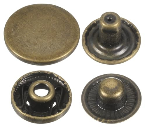 QUARKZMAN Corchetes a Presión 17mm 24L Metálicos Kit Bronce 30pcs | Sujetadores Botones a Presion Cierre Sólido de Metal Aleación para Ropa Vaquera Pantalones Snaps Jeans Cuero Lona Bolsa