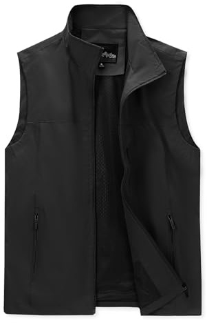 LBL Leading the Better Life Herren Anglerweste ärmellos, leicht atmungsaktiv schnell trocknend Outdoorweste mit vielen Taschen Schwarz L