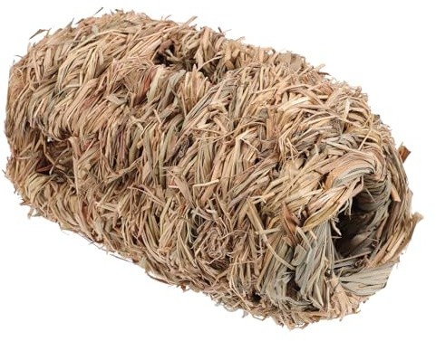 MAGICLULU Tunnel en Paille Naturelle pour Hamster 6 Trous, Cachette Marron Confortable et Flexible, pour Petits Rongeurs en Cage