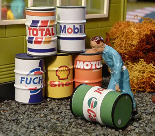 Slotcar Benzin-ÖL-FÄSSER 6er Set in 1:32 für Carrera UNIVERSAL/DIGITAL TOP DEKO