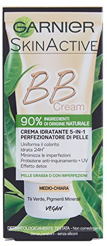GARNIER BB Cream Natural Crema Idratante Tutto in 1, Arricchita con Pigmenti Naturali e Tè Verde, Confezione da 1, 50 ml