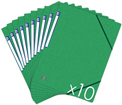 Oxford TopFile+ samlingsmappar, kartong, utan vikning, med gummiband, format A4, grön, 10 stycken