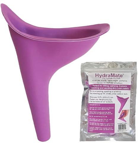 HydraMate Wee Travel Female Urinal Funnel For Women. Sturdy, Small & Light Weight 21g. Portable Female Toilet For Travel, Hiking, Camping, Car, Festivals. Pee Standing Up In A Bottle, Toilet or Bush