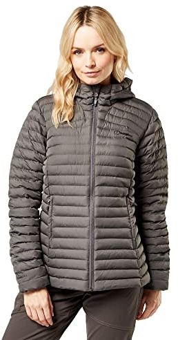 Berghaus Women's Talmine Jacket with Hood and 2 Zipped Hand Pockets, Insulated, Water-resistant & Lightweight Winter Coat (UK, Numeric, 8, Regular, Regular, Grey)