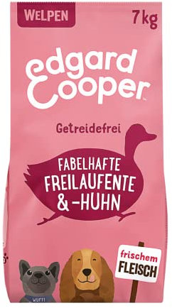 Edgard & Cooper Welpenfutter, Trockenfutter für Hunde (Ente & Huhn, 7kg), Hundefutter trocken getreidefrei ohne Zucker, natürliche Zutaten und frisches Fleisch, voller essentieller Aminosäuren