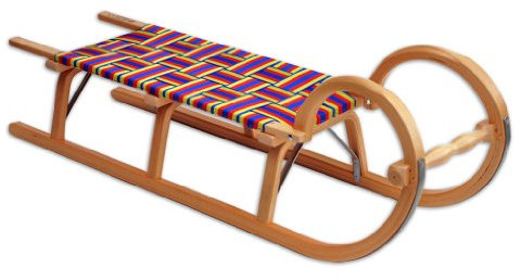 Ress Gebirgsrodel, Holzschlitten mit Hörner zum festhalten, Rennrodeln, Hörnerschlitten, Schlitten, Rodelschlitten (115 cm Gurtsitz)