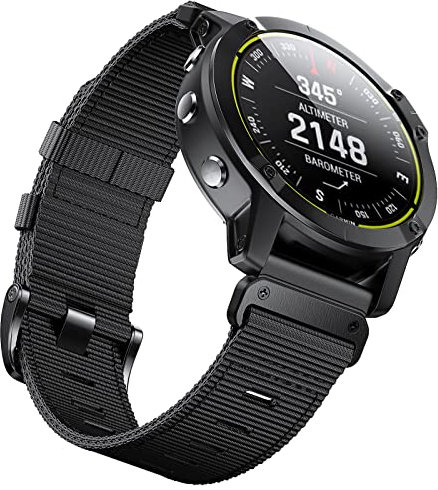 ANBEST Armband für Garmin Fenix 6X Pro/7X Pro/Fenix 5X/Enduro 2 Armband, 26mm Nylon Ersatzarmband für Fenix 6X/7X/Tactix 7 Pro/Descent MK2/MK1/MK2i Quick Fit Armbänder, Schwarz