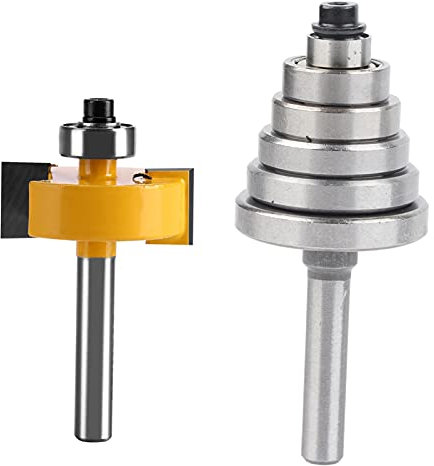 Tiiyee Fresa con Gambo per Scanalature, 1/2H 1/4 Punta Scanalature Fresatrice 7 Cuscinetti Intercambiabili Fresatura Attacco Shank Rabbet Bit Set Compensato Particelle Legno Massiccio Router