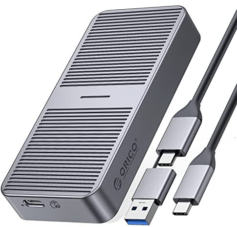 NVMe Gehäuse 40Gbps für Thunderbolt 3/4, USB 3.2/3.1/3.0/2.0, USB-C, ORICO USB4 M.2 NVMe-Gehäuse für PCIe 2280 M-Key (B+M Key) SSD, Aluminium M2 SSD Adapter bis zu 2700 MB/s- M224GY