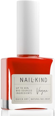 NAILKIND Burnt Orange Nail Polish - Burning Love - Bright Red Nail Varnish - Vegan Nail Lacquer - Peta Certified Cruelty Free - Quick Drying Long Lasting Chip Resistant Manicure - 8ml