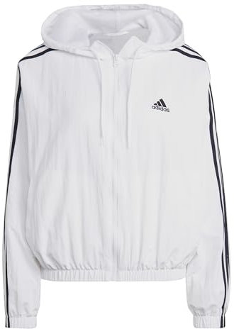 adidas Damen Essentials 3-Stripes Woven Windbreaker, white/black, S