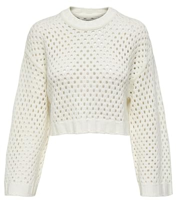 ONLY Onlsmilla Pull Court en Tricot pour Femme L/S KNT Noos, Marshmallow, S