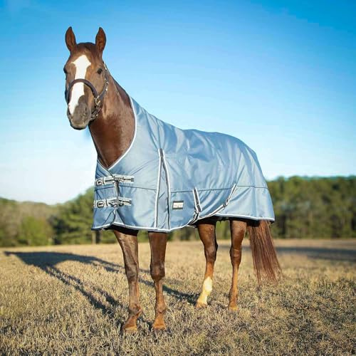 Jeffers Poplar Head Refuge 1200 Denier Turnout Blanket w/High Neck, Hamilton Blue, 75– Waterproof & Breathable Horse Blanket, 240g Insulation, Adjustable Fit for Comfort & Safe Use, Durable Design