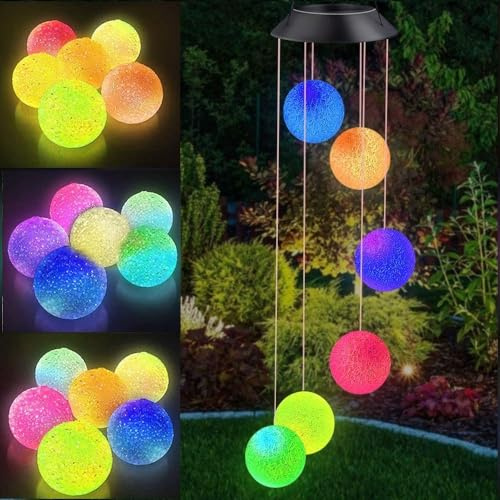 Campanilla Viento Solar, Campanas Viento Luces Solar Cambio Color, Impermeable LED Solar Carillón de Vient para Jardín, Solar Carillón Decoración para Exteriores Patio Regalo para Mamá