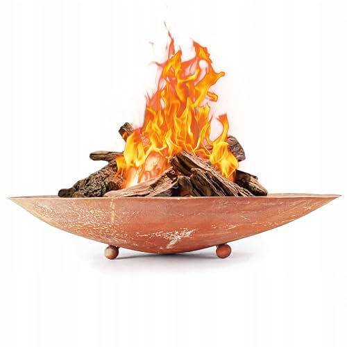 Kapaga - Tonneau de feu Foyer de Jardin en Acier corten - Ø 30cm x 37cm - Foyer Robuste Outdoor & Grill en Optique Rouille, Parfait pour Jardin & terrasse - Corbeille à feu (Rouille 4)