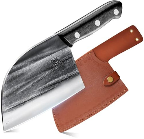 ENOKING High Carbon Steel Chef Knife, Kitchen Knife with Leather Sheath