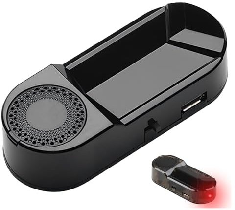 Solar-Powered Fake Car Alarm LED Light Dummy Alarm Box with Red Flashing Light Anti-Theft Van Security System Solar Car Alarm System Simulated Car Alarm Blinking LED Security Warning Light Red