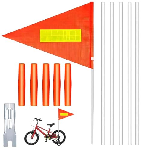 fahne fahrradanhänger, Fahrradwimpel Set Mit 12 Teilen,Sicherheitswimpel,Fahrradwimpel Verstellbare,Kinderfahrrad Sicherheitswimpel,Fahrrad Wimpel,Kinderfahrradfahne,Warnschild.