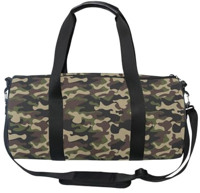 Borsone sportivo da viaggio mimetico per donne e uomini, texture militare, per ragazze, ginnastica, danza, fine settimana, pernottamento, fitness, allenamento