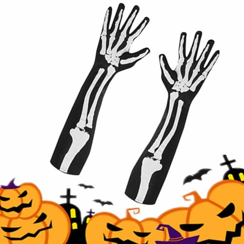 TUKNN Gants Squelettes d'Halloween,Gants Longs Noirs,pour Soirées à Thème pour Carnaval Halloween Cosplay