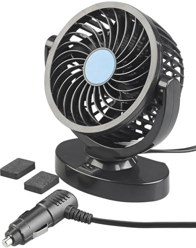 Lescars Ventilator 12V: Kfz-Ventilator für 12-V-Anschluss, 2 Geschwindigkeits-Stufen, 3 Watt (12 Volt, Auto Volt, Innenraum)