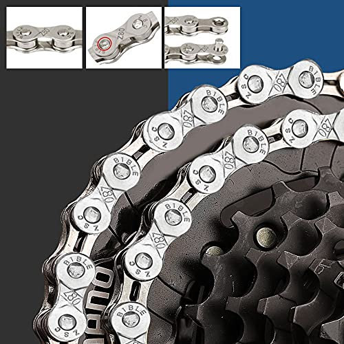 BUZIFU Fahrrad Kette 6/7/8 Fach Bike Chain 116 Glieder Fahrradkette Ebike Mountainbike Kette Rostfrei Fahrradkette Nabenschaltung Silber Mtb Kette für Mountainbike Fahrrad