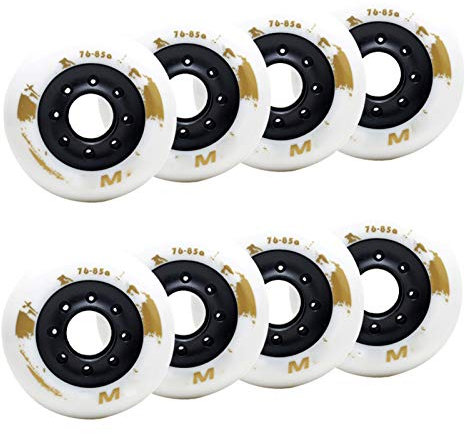 JHKJ Skate 72 mm 76 mm 80 mm 85 A PU Speed Inline Ruote di ricambio per pattini a rotelle (confezione da 8 ruote) per Speed Skate Scooter, bianco, 72 mm