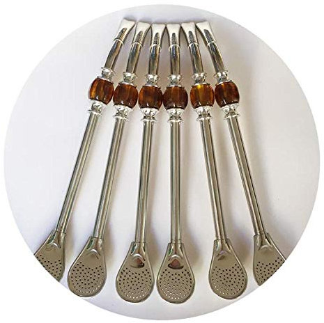 Cocina Titular De La Llave 2 Juegos De Cucharas De Té De Yerba Mate Argentina De 22 Cm, Cuchara De Paja con Punta De Cuchara