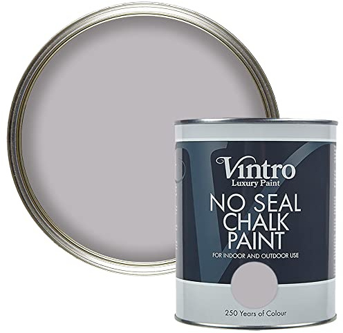 Vintro | No Seal Chalk Paint | Grey with hint of Lilac | Interior & Exterior Use | Furniture | Walls | Wood | Metal | 1 Litre (Paloma)