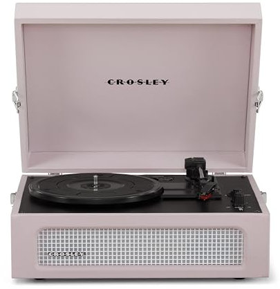 Crosley Voyager Portable Turntable - Bluetooth Record Player, 3-Speed Suitcase Vinyl Player, Home Turntables for Vinyl Records, Built in Stereo Speakers & Bluetooth Receiver, AUX Input, Amethyst