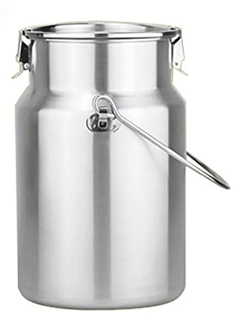 Acier Inoxydable 304 Bidon De Lait,À Toute Épreuve Seau De Transport De Lait Avec Couvercle Scellé Et Poignée Unique Seau À Vin Baril Bidon De Lait Cruche Fourre-Tout Pour Liquide Stockage Solide,5L