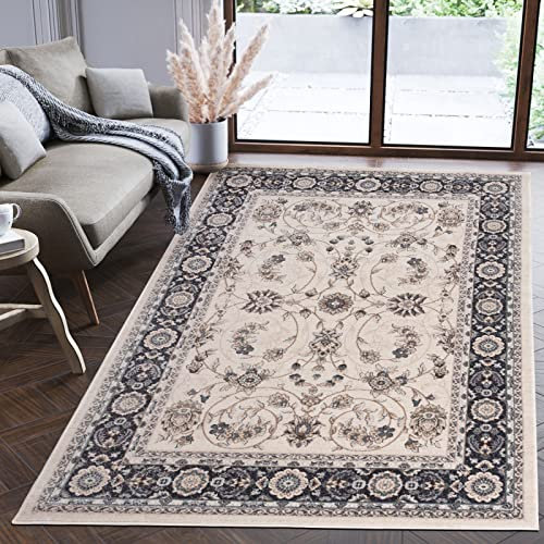 Mazovia Orientalisch Teppich - Traditioneller Teppich für Wohnzimmer, Esszimmer - Orient Teppiche Ornament - ÖKO-TEX Wohnzimmerteppich Beige Grau - 140 x 200 cm